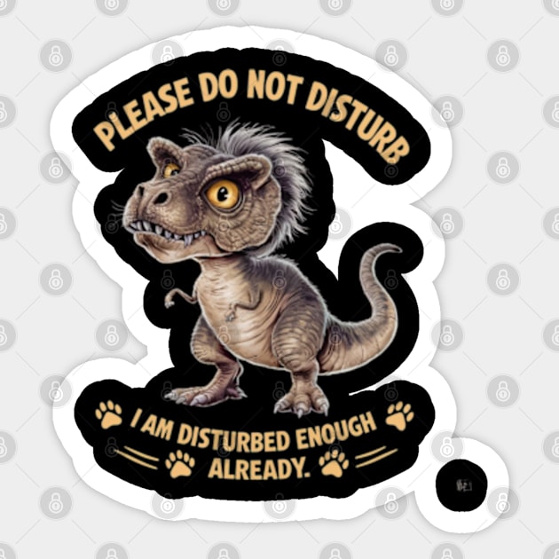 Cartoon drawing of a disheveled t-rex (2) Sticker by YolandaRoberts